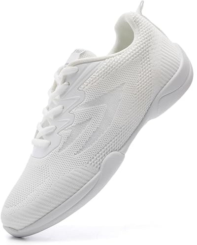DADAWEN Cheer Shoes for Girls Cheerleading Dance Shoes Athletic Sport Training Shoes New Mesh White 1.5 UK