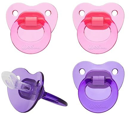 Wee Baby (4er-Pack) Babyschnuller | Langlebiger Zahnungsschnuller mit kieferorthopädischem Silikonsauger für gesunde Zähne | Neugeborenenschnuller mit Luftlöchern zur Vermeidung von Irritationen