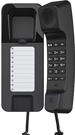 Gigaset Desk 200 - Schnurgebundenes platzsparendes Telefon mit elastischem Kabel - 10 Kurzwahleinträge - Wahlwiederholung - MFV- oder Impulswahl einstellbar, schwarz [Deutsche Version]