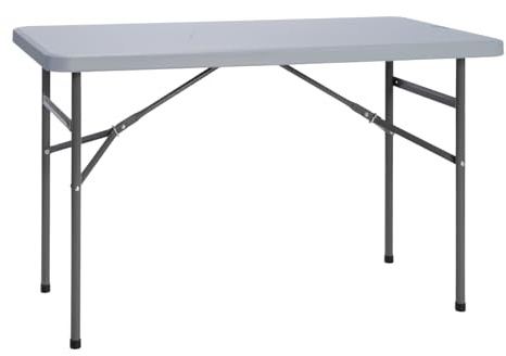 Solycarpa Mesa Rectangular 122 x 60 Cm con Patas Plegables de Exterior, Jardín, Catering, Hostelería y Eventos. Auxiliar para Comedor y Camping. Fácil de Transportar, Portátil y de PVC.