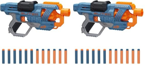 Hasbro ‎E9485F02 Nerf Elite 2.0 Commander, Blaster Con Tamburo Rotante E 12 Dardi Inclusi, Multi, Taglia Unica (Confezione da 2)