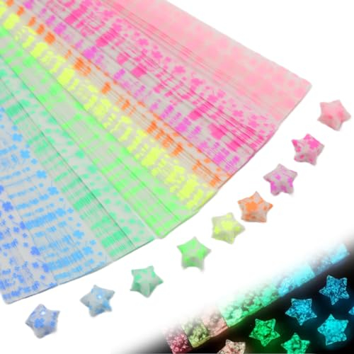 Nayyana 210 strisce di carta Star Paper Strips, origami, stella portafortuna, strisce di carta per fai da te, progetti artistici (quadrifoglio)