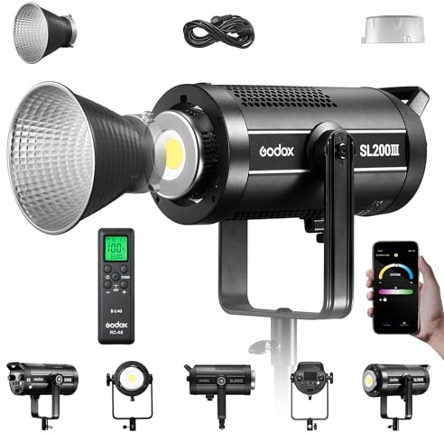 Godox SL200III LED-videolampa 5600K±200K 2,4G Wireless X U-fäste monoblock 360° Support APP-kontroll