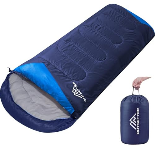 Sleeping Bags for Adults 3 Season Backpacking Lightweight Waterproof Cold Weather Sleeping Bag for Kids Warm Camping Hiking Outdoor Travel Hunting with Compression Bags Navy Blue