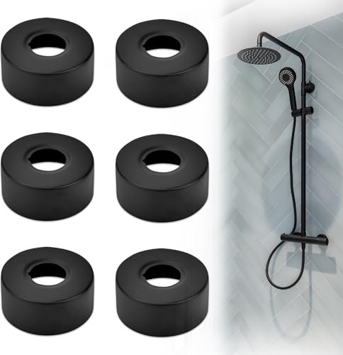 6 Stück Abdeckrosette Edelstahl, Rohrabdeckung Schwarz Rosette Duscharmaturen Heizungsrohr Abdeckung Gewinderosette für Bad Duscharmatur Wasserhähne Heizkörper (25mm)
