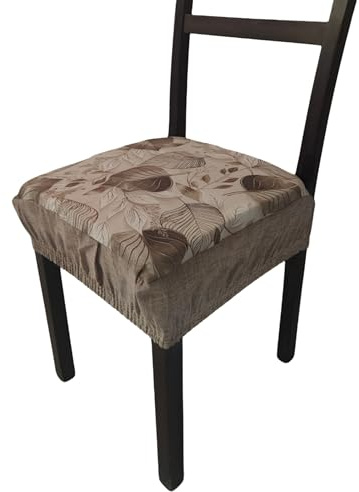 SalGiu Cuscini Sedia Cucina Con Fascia Elastica (set da 6) Fantasia Foglie Imbottito Sfoderabili 40x40 (Tortora)