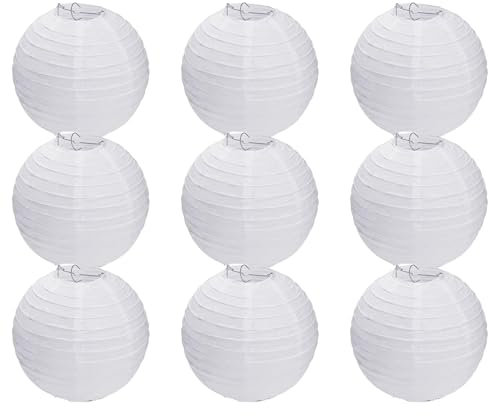 9 Stück Lampion Weiß, Lampenschirme, Papierlampenschirm, Lampions Weiß Heißluftballon Deko für Party Garten Hochzeit Geburtstage Dekoration, Party Geburtstag Dekoration (Weiß)