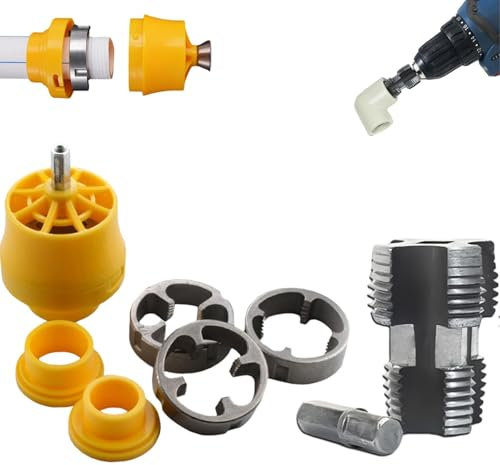 PVC Rohrgewindeschneider Set für Bohrmaschine, 3 Matrizen (1/2, 3/4, 1) für präzises Gewindeschneiden von PVC-Rohren, inkl. Gewindeschneider Werkzeug (Internal + External)