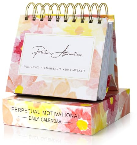ZEEYUAN Petit calendrier quotidien à rabat avec citations inspirantes, décoration de bureau, cadeaux inspirants pour femmes et filles, garde les affirmations positives