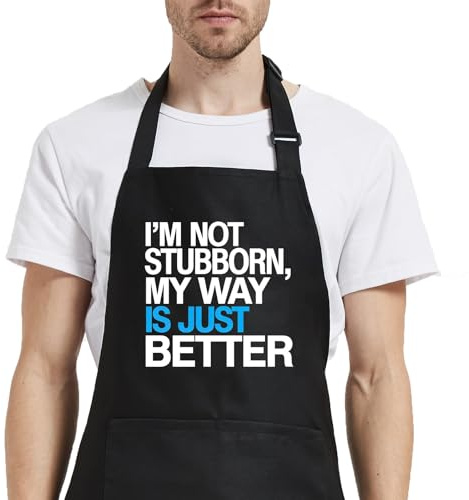 Yctsecha Grill Aprons for Men Funny, Mens Aprons for Grilling Cooking BBQ, Chef Gifts for Brother Dad Husband Christmas Thanksgiving Birthday Father
