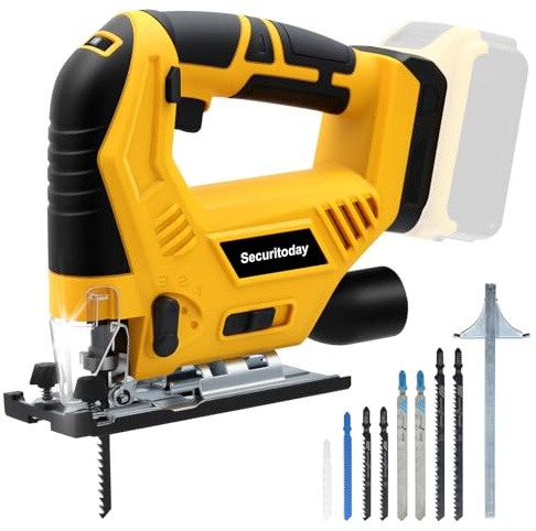 Cordless JigSaw Compatible with Dewalt 20V MAX Battery, 6 Variable Speed, 4 Orbital Settings, Bevel Angle (0°-45°), LED Light, Brushless Jig saw for Straight/Curve/Bevel/Circle Cutting (Tool Only)