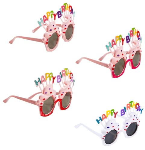 Bliceon Birthday Glasses, Party Glasses for Adults, Happy Birthday Photo Booth Props, 4 Pcs Colorful Gifts for Birthdays, for Celebrations, Party