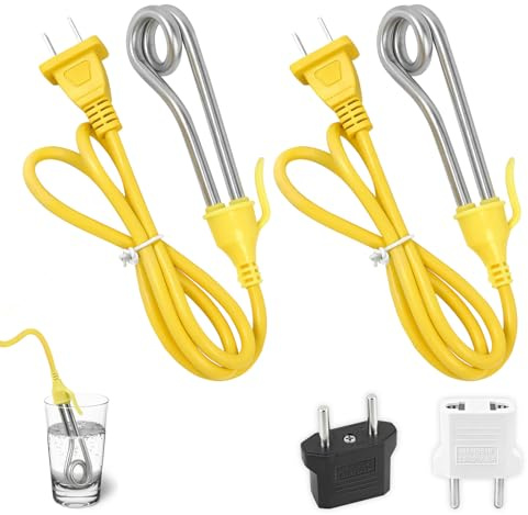 2 Pcs Dual Voltage Immersion Water Heater, 300W 120V/240V Electric Heater
