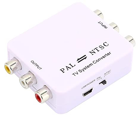 BONKZEBU Mini PAL NTSC Mutual Conversion Converter Adapter, Enkel Att Använda Plug and Play-enhet för DVD-spelare, Videobandspelare och TV-system