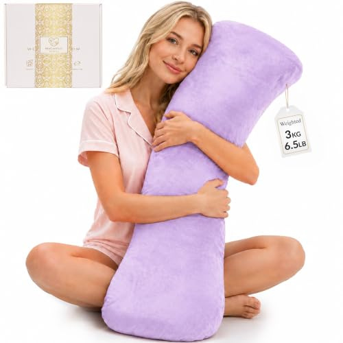 HerComfort Pillows Weighted Pillow for Adults 3 KG | 104 * 30 CM | Sleep Better & Feel Calm | Weighted Body Pillow | All-Season | Sleeping Hugging Pillows for Adults | Helps to Focus
