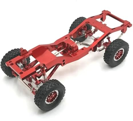 Rc Chassis For MN82 LC79 Metal Frame Chassis Kit With Axle Gearbox Tires Links Pull Rod Shock Absorber Mount For Spring Fastenings RC Car Upgrades(Red)