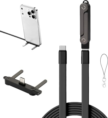 XAVURO Cable USB-C 2-en-1 Con Soporte Invisible Y Adaptador USB-C