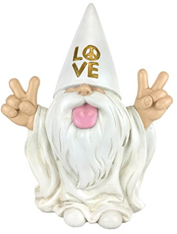 GlitZGlam Rocker Gnome – “George” – Peace and Love - This Gnome brings Peace and Love to all and your Fairy Garden and Gnome garden 10 Inches Tall Garden Gnome Figurine