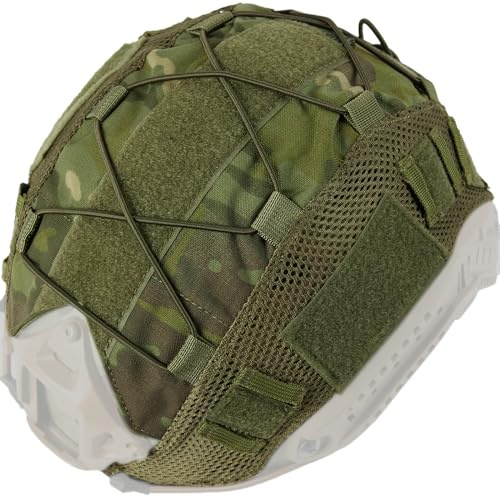 OneTigris Tactical Helmet Cover with Free Tactical Patch, Airsoft Fast Helmet Cover Camo Cloth Cover for Ops-Core Fast PJ Helmet in Size M/L, OneTigris PJ Airsoft Helmet in Size M/L(Without Helmet)