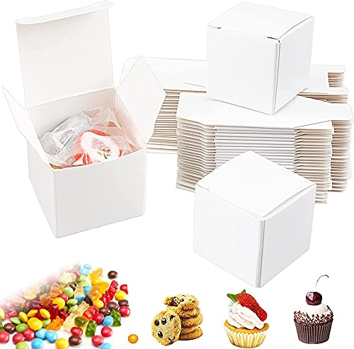 50 Stück Klein Geschenkschachtel, Gastgeschenk Hochzeit, Geschenkbox Pralinenschachtel, Kraftpapier Mini Kreativ Herz Dessert Pralinenschachtel Leer für Geburtstagsfeier, Jubiläumsdekoration, Weiß