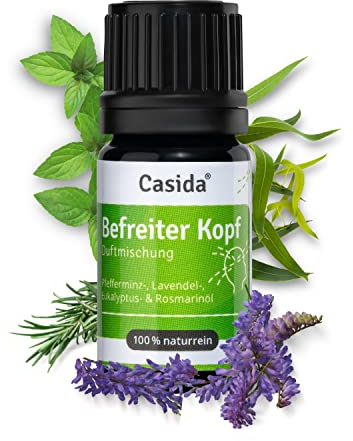 Casida® Befreiter Kopf Duftmischung ätherische Öle mit Pfefferminzöl, Lavendelöl, Eukalyptusöl, Rosmarinöl - kühlend und erfrischend - 5 ml - Aus der Apotheke