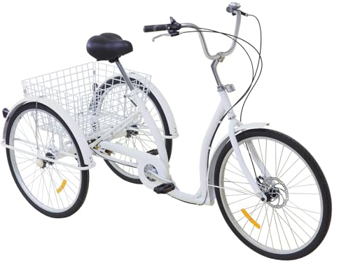 Dreirad für Erwachsene, 26 Zoll 6 Gang 3 Rad Senioren mit Einkaufskorb,Dreirad Trike Bike Radfahren ür Erwachsene und Senioren