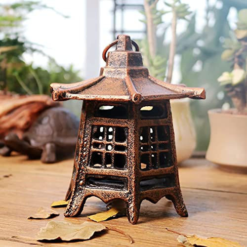 LuminescentDream Metal Candelabro Decorativo Vintage,farolillos Decorativos farolillos para Velas Candelabro de Hierro Fundido Vintage,Linterna Hexagonal,Pagoda Japonesa,decoración Interior/Exterior