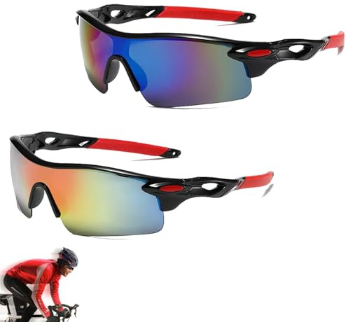 YQBFTC Polarized Sports Sunglasses - 2 Pcs UV400 Protection Cycling Glasses for Men and Woman, Windproof Running Eyewear for Outdoor Bicycle Motorbike Driving Fishing