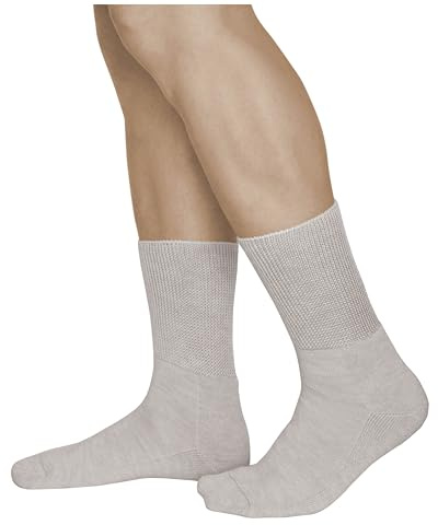 vitsocks Chaussette diabétique LAINE MÉRINOS extra large Homme (2 PAIRES) non comprimante sans couture, ne serrent pas, chaude, beige, 42-43