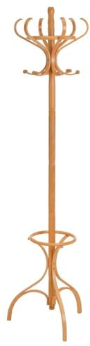 LOLAhome Perchero de pie Thonet con paragüero Natural de Madera de álamo de 182 cm