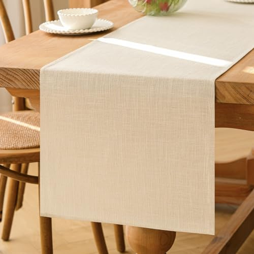 Kiatuniya Runner Tavola Moderno Beige 40 x 140 cm Lavabile Decorazione da Runner Tavolo Primaverile per Compleanni, Matrimoni, Caminetti Decorativi, Decorazioni per Feste