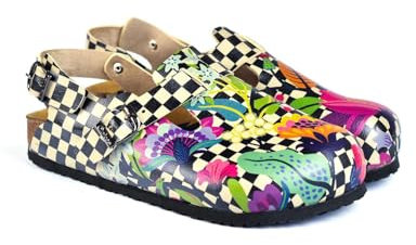 GOBY Clogs Schuhe für Damen – Handgefertigte Premiumqualität - Mädchen- und Damenschuhe für den Alltag - Farbiger Druck - Bequem & Langlebig - Eva-Sohle – Muster & Blumen Kunst