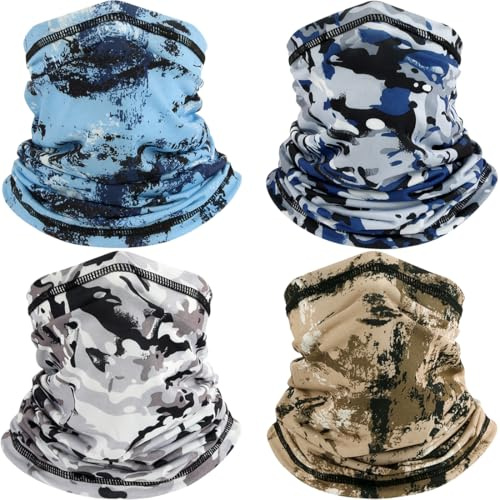 4 piezas calentador de cuello multifunción, banda bandana de camuflaje, pasamontañas, pañuelo unisex para hombre y mujer, para moto, escalada, ciclismo, senderismo