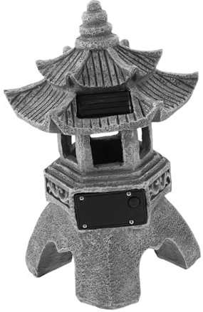 Yardwe Linterna Solar De Piedra De Jardín Farol De Resina Resistente Al Agua para Exteriores con Diseño Asiático Zen Lámpara Decorativa para Césped y Parque