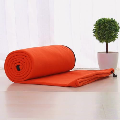 BESTORI Schlafsack Outdoor Fleece für Erwachsene Leicht Tragbar Camping Deckenschlafsack Bequemer und Weicher für Wandern, Rucksacktouren, Orange, 180x80cm
