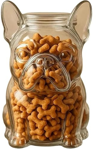 Barattolo per caramelle con bulldog francese, barattolo in vetro con coperchio, grazioso contenitore ermetico per snack, biscotti, cialde di caffè, dolcetti per animali domestici e decorazione per