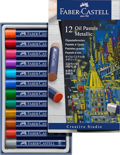 Faber-Castell 127014 - Estuche con 12 Pasteles Grasos Metálicos - Studio Oil.
