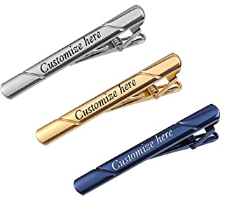 CGFN Herren Personalisierte Krawattenklammer, Krawattenklammer mit Anpassen Text, Klassische Herren Skinny Krawattenklammer für ​Geschäft Hochzeitstag und Alltag (Silber)