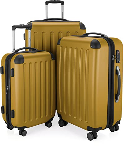 HAUPTSTADTKOFFER Spree - 3er Kofferset, TSA, Trolley-Set, Rollkoffer, Reisekoffer, (S, M & L), Herbstgold