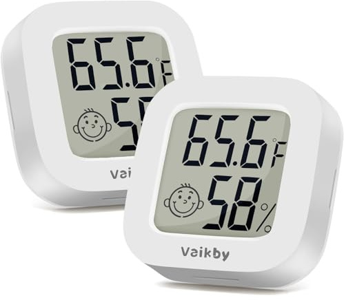 Vaikby Indoor Thermometer 2Pack, Humidity Gauge Meter Digital Hygrometer Room Thermometer for Home, Hight Accurate Temperature and Humidity Monitor for Greenhouse, Reptile, Humidors, Cellar, Office