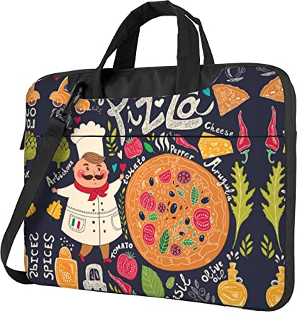 Sacoche à bandoulière pour ordinateur portable et tablette 13/14/15,6 Motif vache suisse Marron, Chef Pizza, 13 inch