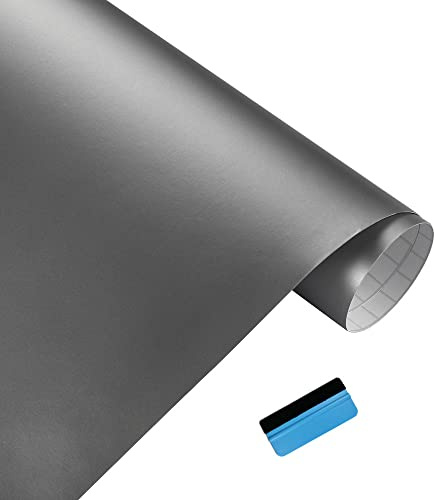 NewL Matte Gray Vinyl Car Wrap DIY Self Adhesive Film 50 x 150 cm | Matte finish, air release channels, heat stretchable, weatherproof, for cars, motorbikes & furniture, laptop, phone decor