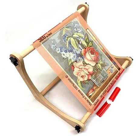 Nurge Adjustable Embroidery Table Stand, Cross Stitch Hoop Stand for Lap or Table Top Cross Stitch or Tapestry , Embroidery Hoop Holder. Hand Polished Natural Wood 190-3 ( 30cm )