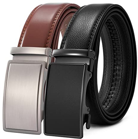 PlusZis 28-68 Herren Ledergürtel mit Ratsche, groß und schlank mit automatischer Schnalle