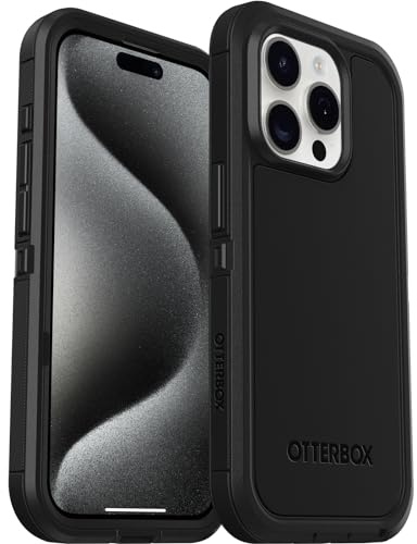 OtterBox Defender XT Hülle für iPhone 15 Pro mit MagSafe, stoßfest, Ultra-robust, schützende Hülle, 5X getestet nach Militärstandard, Schwarz, Keine Einzelhandelsverpackung