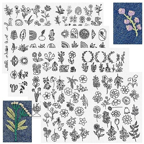 4 Feuilles 225 PCS Papier Broderie Soluble, Stabilisateur de Couture à la Main, Autocollant de broderie soluble, Stabilisateur soluble dans l'eau, pour les débutants et les amateurs de broderie