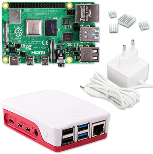 Kit de démarrage Raspberry Pi 4 Go | Alimentation USB-C 5 V 3 A | Boîtier | Dissipateur Thermique | Raspberry Pi 4 Model B 4 Go de RAM