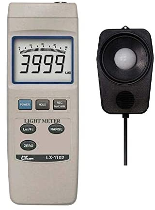 Misuratore di luce (da 40 a 400.000 lux), misuratore di illuminamento/misuratore di intensità luminosa/misuratore di candele a piede/misuratore di lumen/misuratore di luce per piante | LX-1102