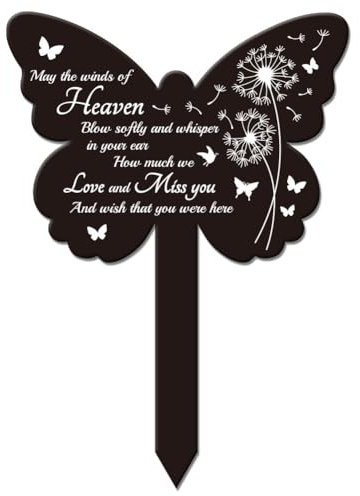 GLOBLELAND Schmetterlingsförmiger Löwenzahn Gartenstecker Gedenktafel Gedenkpfahl Für Den Friedhof Acryl Grabstecker Wasserdichter Beileids Gartenstecker Für Den Hof Grab Friedhof