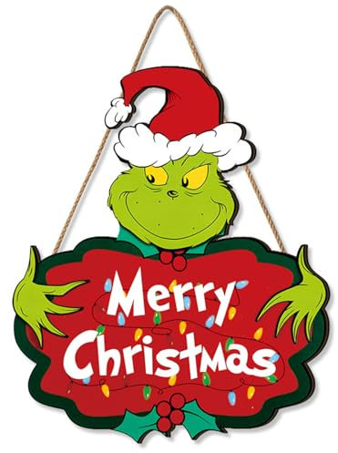 Weihnachten Türschilder Hängende Holzschilder, Weihnachts Willkommens Hängende Schilder Weihnachtsdekoration, Xmas Holiday Holzschild Türdekorationen für Innen Außen Dekor (Stil C)